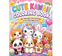 Cute Kawaii Coloring Book for Kids Ages 4-8: 60 Adorable Coloring Pages with Cute Animals, Unicorns, Sweet Treats, Rainbows, and Fun Kawaii Characters