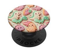 Cute Kawaii Dino T Rex Cookie Dinosaur Pattern for Kids PopSockets PopGrip Adhesivo