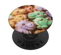Cute Kawaii Dino T Rex Cookie Dinosaur Pattern for Kids PopSockets PopGrip Adhesivo