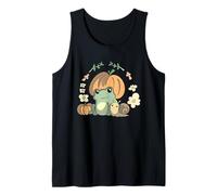 Cute Kawaii Fall Cottagecore Aesthetic Frog with Pumpkin Camiseta sin Mangas