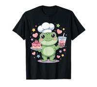 Cute Kawaii Frog Boba Strawberry Cake Bubble Tea Boys Girls Camiseta