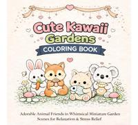 Cute Kawaii Gardens Coloring Book: Adorable Animal Friends in Whimsical Miniature Garden Scenes for Relaxation and Stress Relief