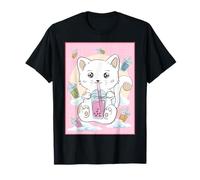 Cute Kawaii Gato Bubble Té de Leche Boba Japanese Aesthetic Camiseta