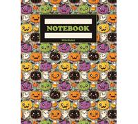 Cute Kawaii Halloween Pumpkins Composition Notebook Wide Ruled 120 Pages - 8.5 x 11 - Great For Adults, Girls, Kids, Children, Teens - Colorful Ghosts Candy Corn Pattern - Style Trick Or Treat Goth