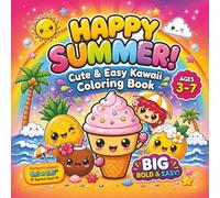 Cute Kawaii Happy Summer Coloring Book For Kids: Over 30 Cute Coloring Characters For Screen-Free Fun, Ages 3+
