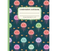 Cute Kawaii Jellyfish Composition Notebook Wide Ruled: Neon Ocean Design Journal for Kids