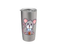 Cute Kawaii Kids Boys Girl Bubble Tea Boba Tea Pet Rat Lover Vaso térmico de acero inoxidable de doble pared