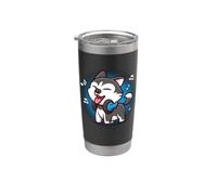 Cute Kawaii Kids Boys Girls Music Siberian Husky Dog Lover Vaso térmico de acero inoxidable de doble pared