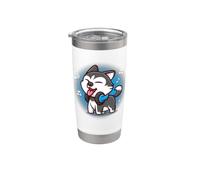 Cute Kawaii Kids Boys Girls Music Siberian Husky Dog Lover Vaso térmico de acero inoxidable de doble pared