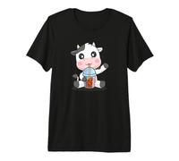 Cute Kawaii Kids Girls Womens Bubble Boba Tea Cow Lover Camiseta Premium