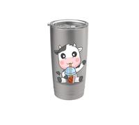Cute Kawaii Kids Girls Womens Bubble Boba Tea Cow Lover Vaso térmico de acero inoxidable de doble pared