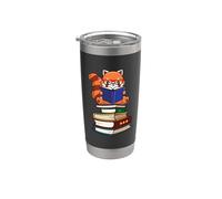 Cute Kawaii Kids Reading Books Glasses Red Panda Lover Vaso térmico de acero inoxidable de doble pared
