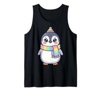Cute Kawaii Penguin Rainbow Beanie Scarf Winter Camiseta sin Mangas