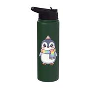 Cute Kawaii Penguin Rainbow Beanie Scarf Winter Stainless Steel Insulated Water Bottle