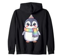 Cute Kawaii Penguin Rainbow Beanie Scarf Winter Sudadera con Capucha