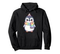Cute Kawaii Penguin Rainbow Beanie Scarf Winter Sudadera con Capucha