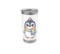 Cute Kawaii Penguin Rainbow Beanie Scarf Winter Vaso térmico de acero inoxidable de doble pared