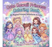 Cute Kawaii Princess Coloring Book for Kids and Adults: 40 Magical Princess Adventures to Color | Relaxing & Easy Fantasy Coloring Pages for Girls, Teens & Adults