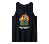 Cute Kawaii Raccoon Dumpster Fire The Horrors Persist Camiseta sin Mangas