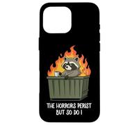 Cute Kawaii Raccoon Dumpster Fire The Horrors Persist Carcasa para iPhone 16 Pro MAX