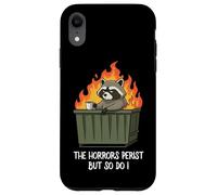 Cute Kawaii Raccoon Dumpster Fire The Horrors Persist Carcasa para iPhone XR