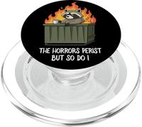 Cute Kawaii Raccoon Dumpster Fire The Horrors Persist PopSockets PopGrip para MagSafe