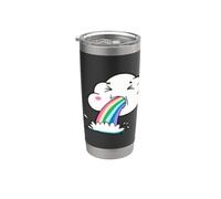 Cute Kawaii Rainbow Puking Cloud Design Vaso térmico de acero inoxidable de doble pared