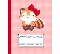 Cute Kawaii Red Panda Animal Composition Notebook | Pink Gingham Cover | Wide Ruled | 120 Pages | Back to School Supplies: Cute Animal Journal for ... Red Panda Gift for Kids, Teens & Students