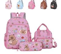 Cute Kawaii School Bookbag , Kawaii Capivara Backpack, Captbara Bara Funny Backpackwith Lunch Bag and Pencil Case, Cute Cartoon Bookbag for Kids Teens Daily Use (#3)