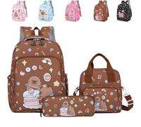 Cute Kawaii School Bookbag , Kawaii Capivara Backpack, Captbara Bara Funny Backpackwith Lunch Bag and Pencil Case, Cute Cartoon Bookbag for Kids Teens Daily Use (#2)