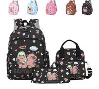 Cute Kawaii School Bookbag , Kawaii Capivara Backpack, Captbara Bara Funny Backpackwith Lunch Bag and Pencil Case, Cute Cartoon Bookbag for Kids Teens Daily Use (#5)
