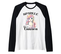 Cute Kawaii Sparkly Unicorn Pastel Magic Rainbow Fantasy Camiseta Manga Raglan