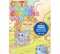 Cute Kawaii Stuff Coloring Book: 40 Easy & Adorable Designs of Animals, Foods, Space, Vehicles and More for Kids and Beginners: 40 UNIQUE THEMES