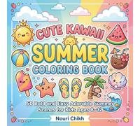 Cute Kawaii Summer Coloring Book: 50 Bold and Easy Adorable Summer Scenes for Kids Ages 8-12