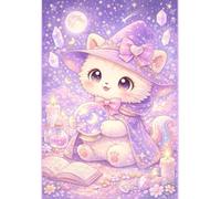 Cute Kawaii WItchy Cat with Crystal Ball A5 Dotted Notebook Journal