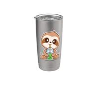 Cute Kawaii Womens Kids Girls Boba Bubble Tea Sloth Lover Vaso térmico de acero inoxidable de doble pared