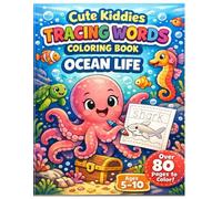 Cute Kiddies Tracing Cursive Words Coloring Book: Ocean Life: Practice Coloring Cursive Workbook for Kids (Cute Kiddies Alphabet Practice Workbook)