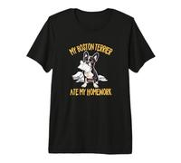 Cute Kids Boys Girls Funny Ate My Homework Bostie Dog Lover Camiseta Premium
