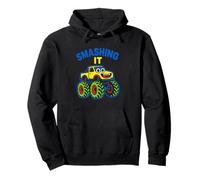 Cute Kids Smashing It Fun Monster Truck Cumpleaños Sudadera con Capucha