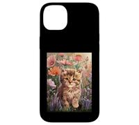Cute Kitten Cat Flower Floral Garden Carcasa para iPhone 14 Plus