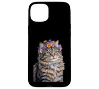 Cute Kitten Cat Flower Floral Garden Carcasa para iPhone 15 Plus