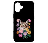 Cute Kitten Cat Flower Floral Garden Carcasa para iPhone 16