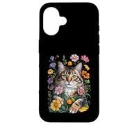 Cute Kitten Cat Flower Floral Garden Carcasa para iPhone 16