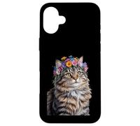 Cute Kitten Cat Flower Floral Garden Carcasa para iPhone 16 Plus
