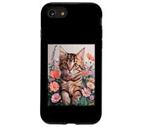 Cute Kitten Cat Flower Floral Garden Carcasa para iPhone SE (2020) / 7 / 8