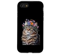 Cute Kitten Cat Flower Floral Garden Carcasa para iPhone SE (2020) / 7 / 8