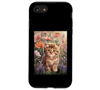 Cute Kitten Cat Flower Floral Garden Carcasa para iPhone SE (2020) / 7 / 8