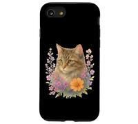 Cute Kitten Cat Flower Floral Garden Carcasa para iPhone SE (2020) / 7 / 8