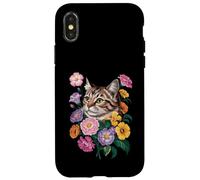 Cute Kitten Cat Flower Floral Garden Carcasa para iPhone X/XS