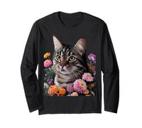 Cute Kitten Cat Flower Floral Garden Manga Larga